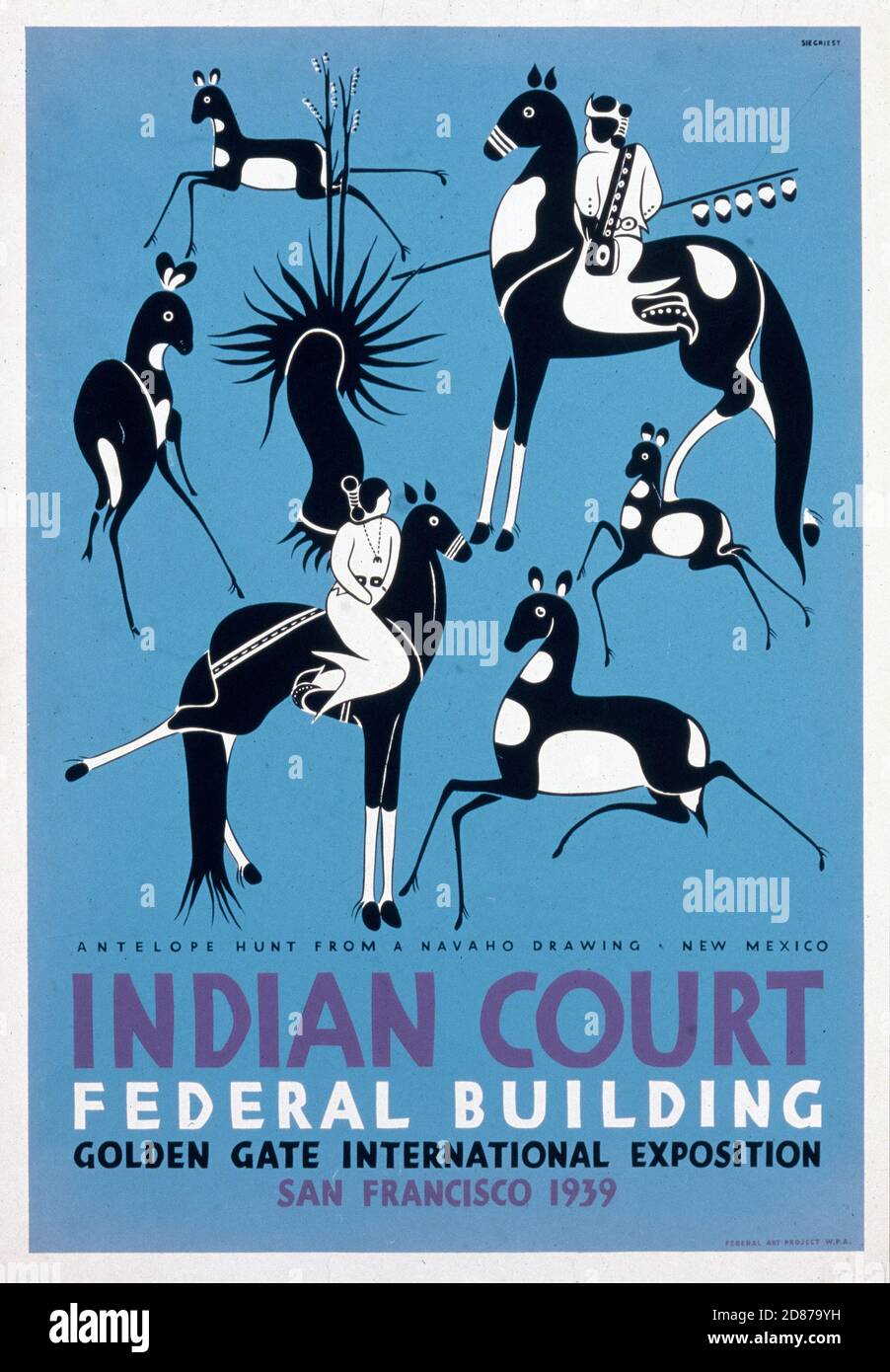 Vecchio poster - Corte indiana, edificio federale, Golden Gate International Exposition, San Francisco 1939 Foto Stock