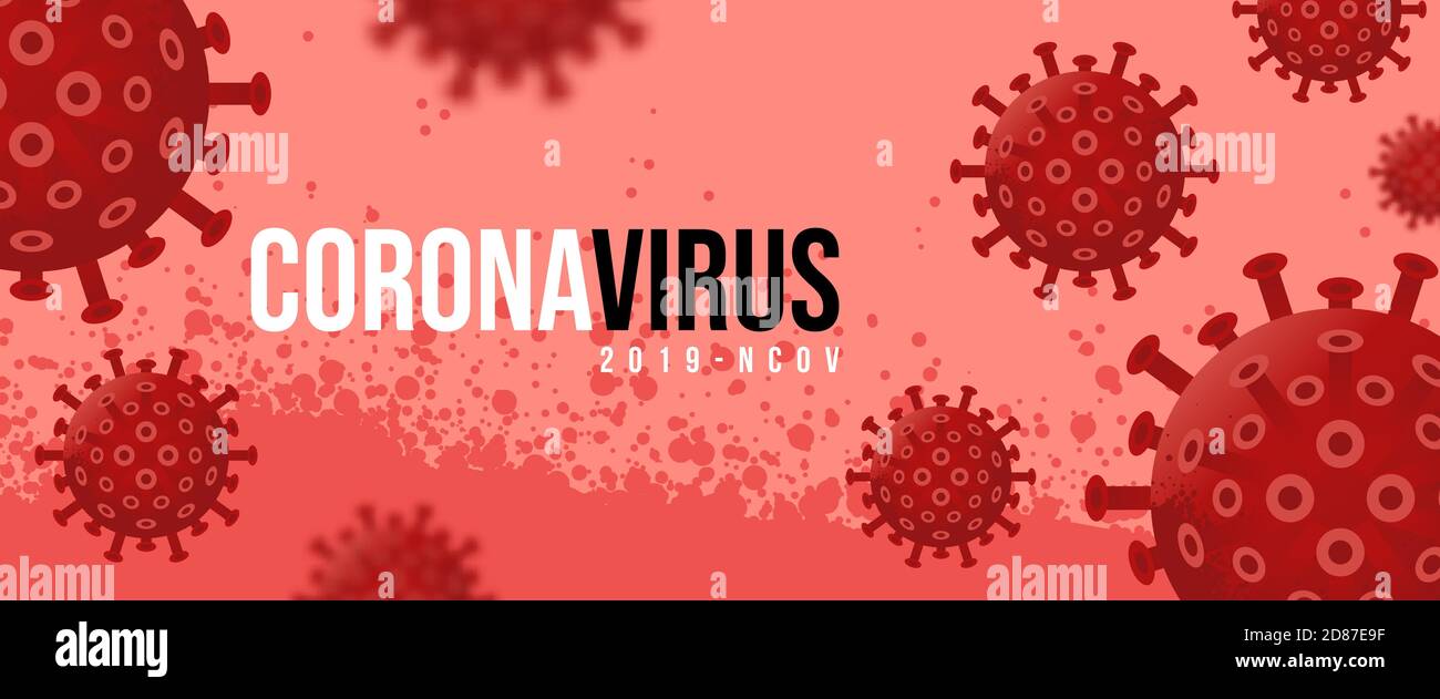 Virus di pericolo Covid-19. Concetto astratto polmonite epidemica pericolosa. Coronavirus di sfondo per banner, poster, copertina. Rischio biologico di quarantena mondiale vir Illustrazione Vettoriale