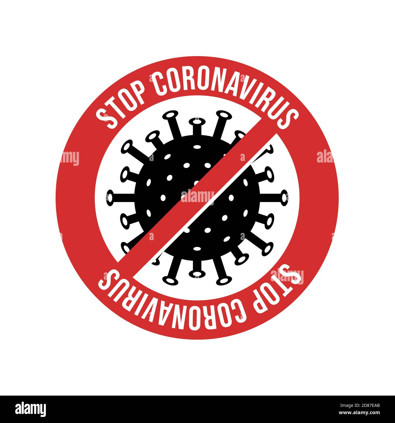 Segni attenzione coronavirus. Arrestare il coronavirus. Focolaio di coronavirus. Rischio di coronavirus e malattia a rischio per la salute pubblica e focolaio di influenza. Pandemia medica Illustrazione Vettoriale