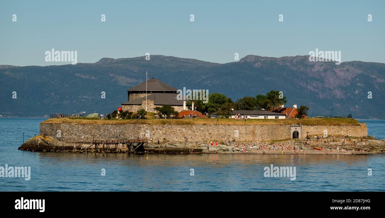 Batteria Munkholmen, Munkholmen batteria, piccola isola in Trondheimsfjord, Trondheim, Trøndelag, Norvegia, Scandinavia, Europa, viaggio avventura, conservati Foto Stock