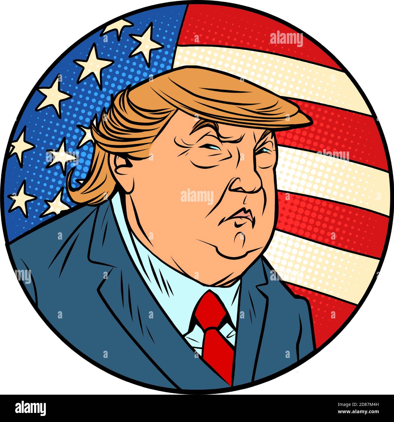 Donald Trump il 45° presidente degli Stati Uniti, un uomo d’affari e personalità televisiva Illustrazione Vettoriale
