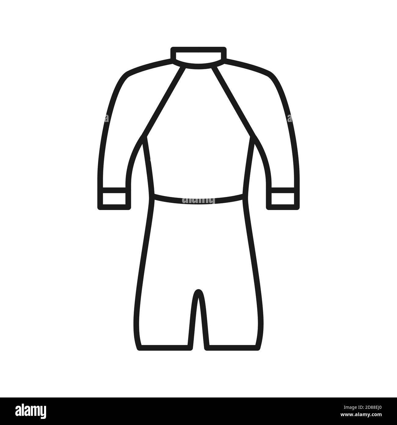 Icona della muta subacquea Shorty. Costume da bagno a manica corta. Illustrazione Vettoriale