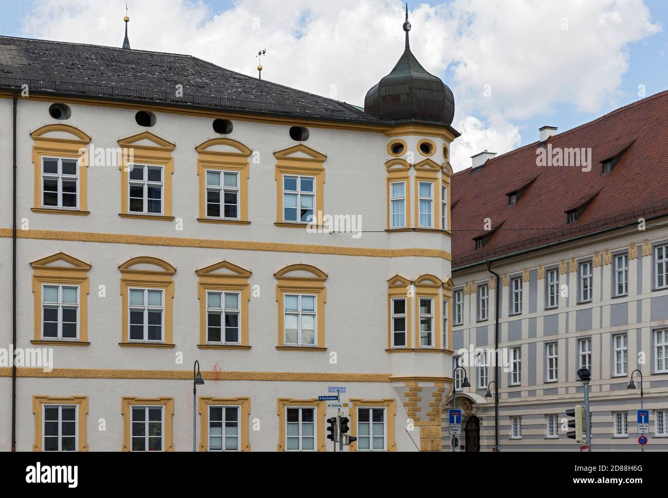 Eichstätt, Ulmer Hof, Leonrodplatz, Palais, Katholische Universität Eichstätt-Ingolstadt, Bibliothek, Domherrnhof Schönborn, Hausfassaden Foto Stock