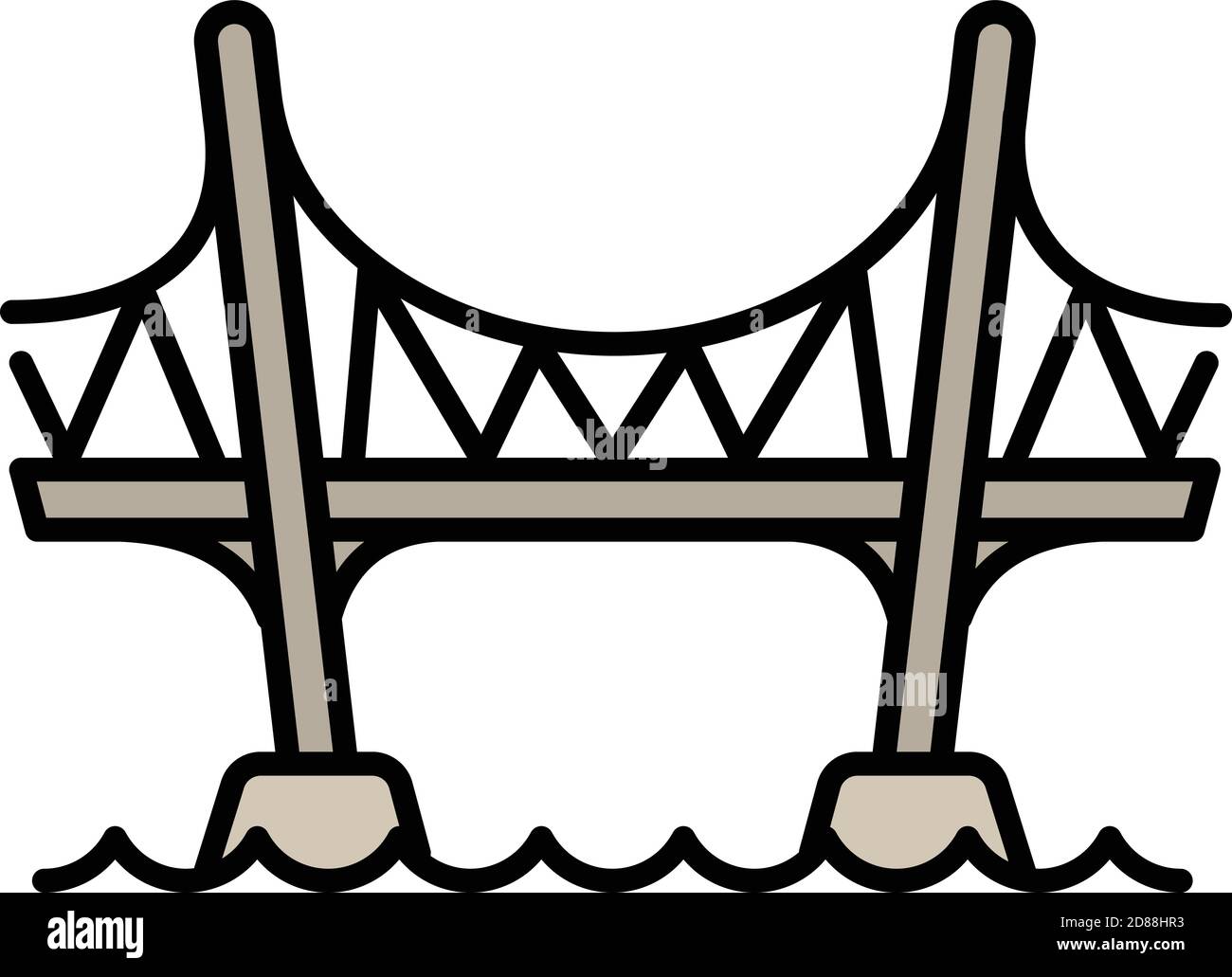 Icona ponte acquedotto. Contorno acquedotto ponte icona vettore per web design isolato su sfondo bianco Illustrazione Vettoriale