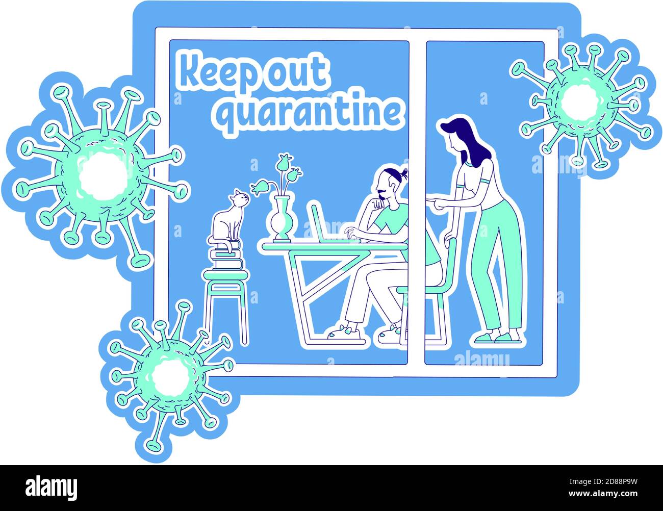 Tenere fuori quarantena concetto di linea sottile illustrazione vettoriale Illustrazione Vettoriale