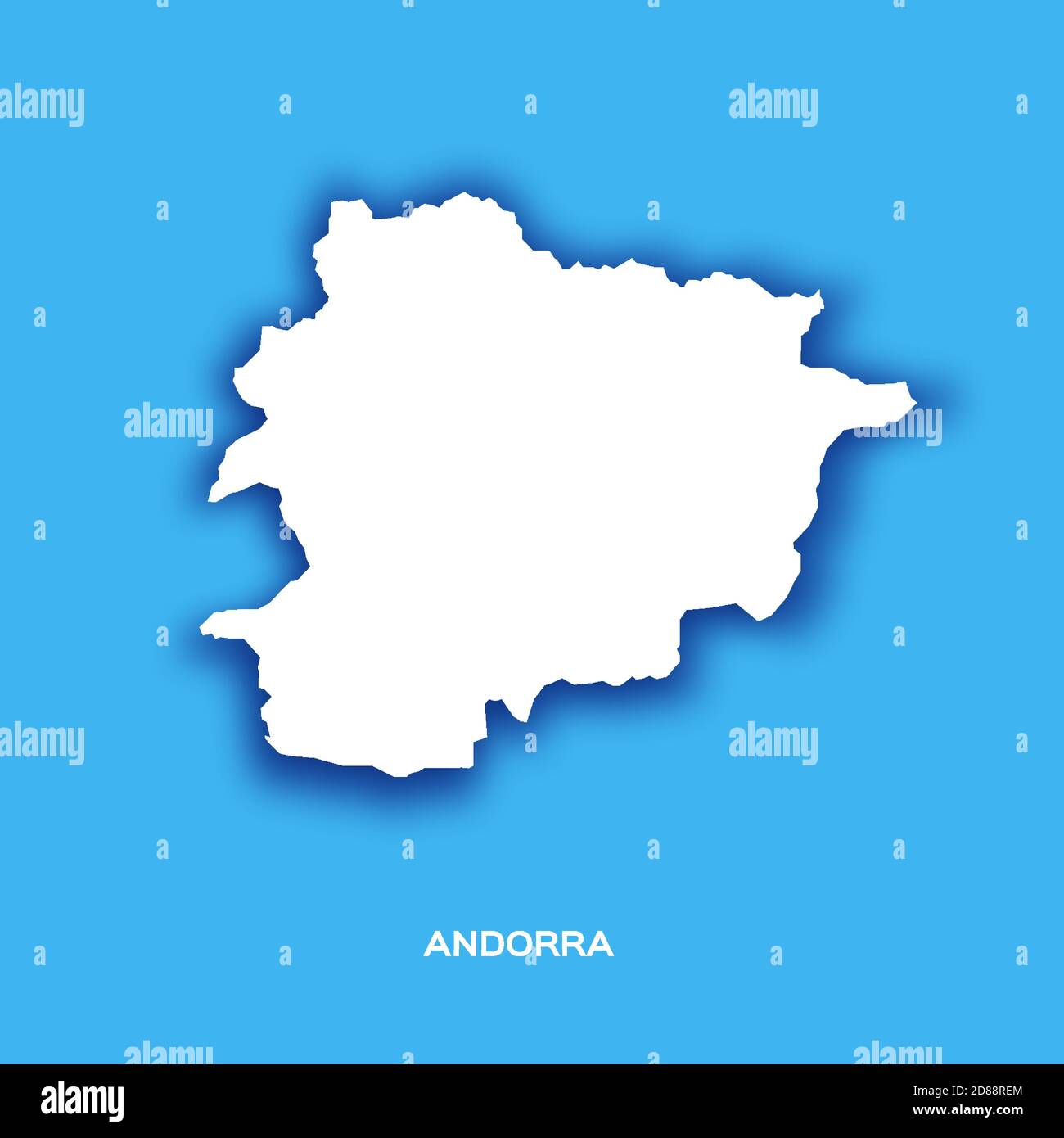 Carta di Andorra in stile carta tagliata su sfondo blu. Illustrazione Vettoriale