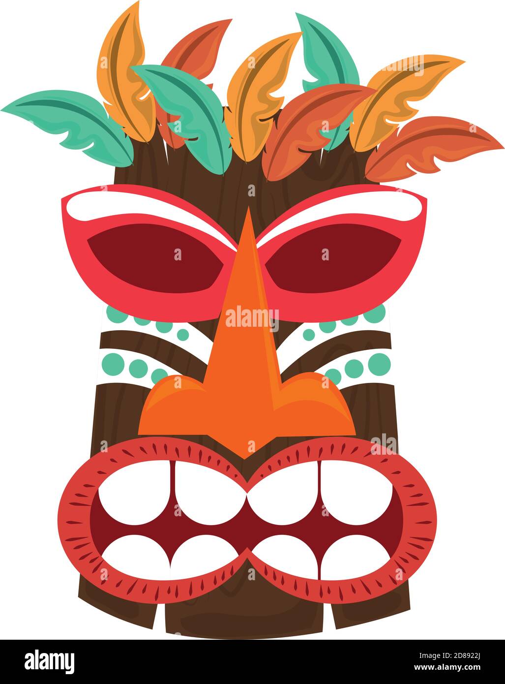 maschera tribale di legno polinesiana tiki isolata su vettore di fondo  bianco illustrazione Immagine e Vettoriale - Alamy