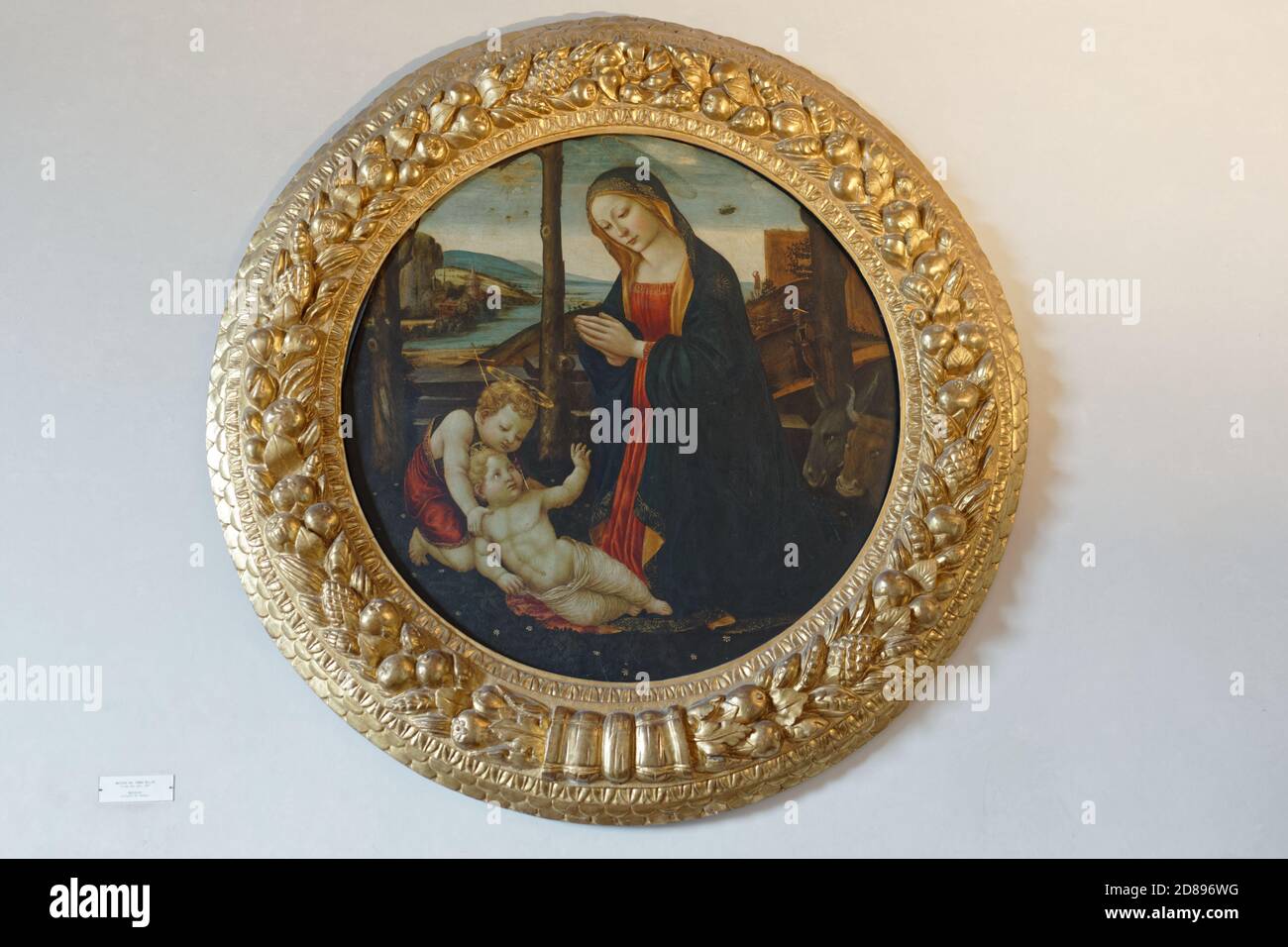 Pittura Madonna con San Giovannino di Domenico Ghirlandaio a Palazzo Vecchio, Firenze, Italia. La pittura ampiamente discusso a causa di UFO sospetto Foto Stock