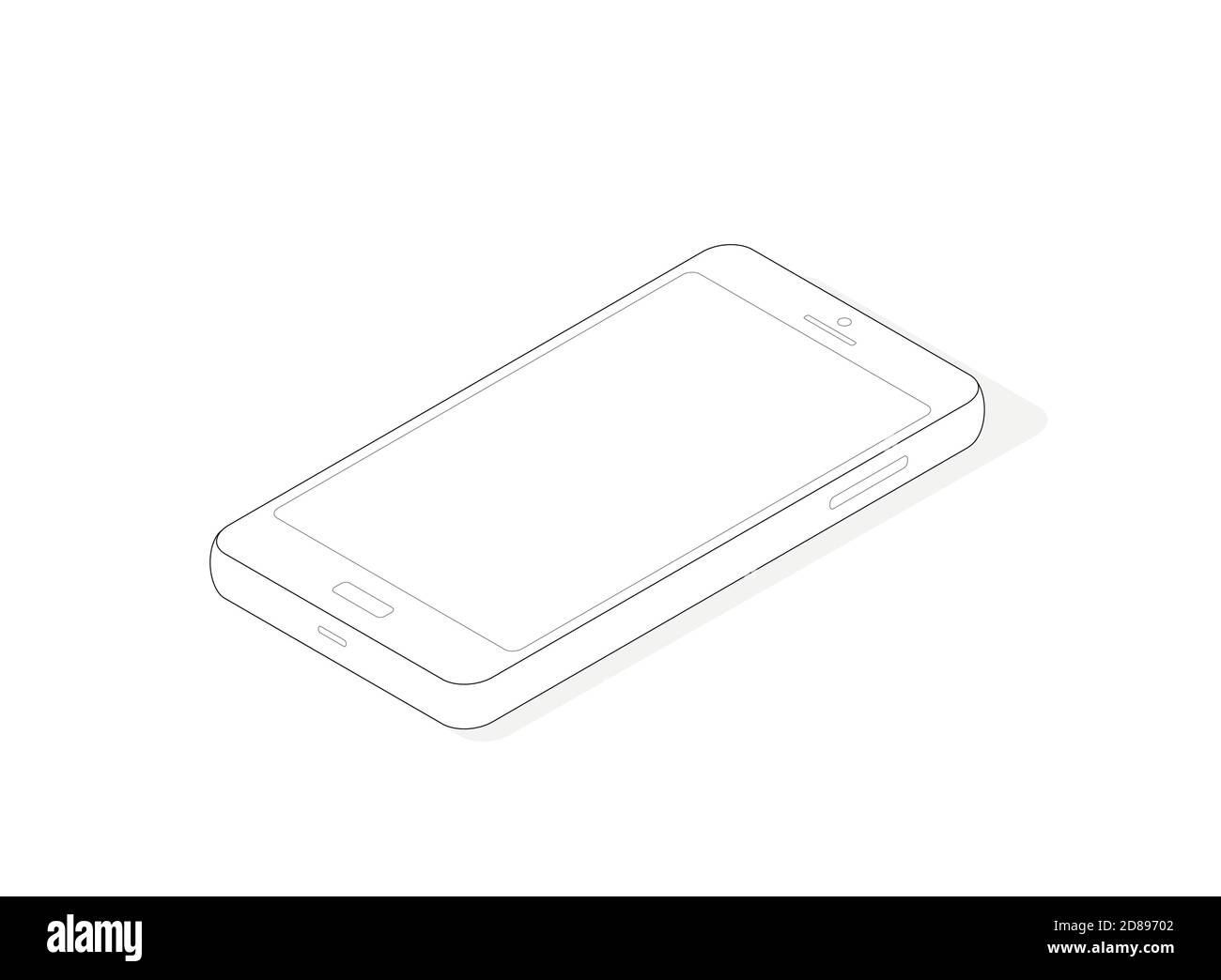 Telefono isometrico isolato su sfondo bianco. Vuoto per il progettista. Linea isometrica art. Vector Illustrazione Vettoriale