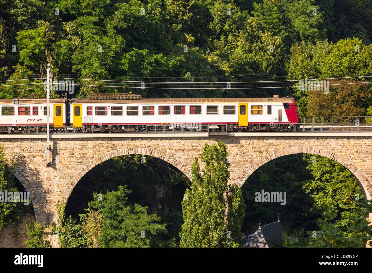 Lussemburgo, Lussemburgo Città, Vista del viadotto del treno Pfaffenthal Foto Stock