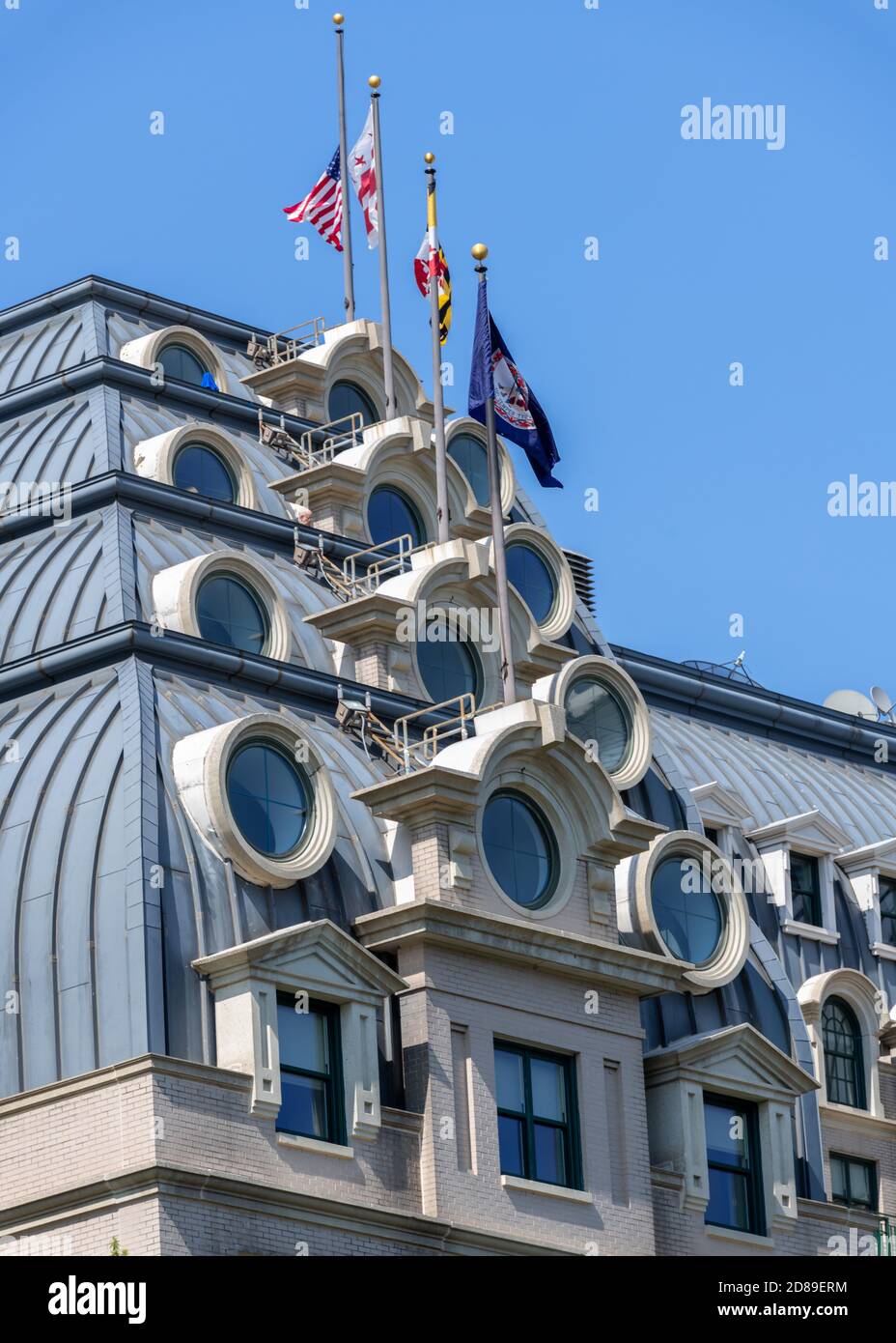 The Willard Hotel and Office Building in 1401 Pennsylvania Avenue, Washington DC. L'hotel storico è stato restaurato nel 1986 e l'estensione dell'ufficio è stata aggiunta Foto Stock