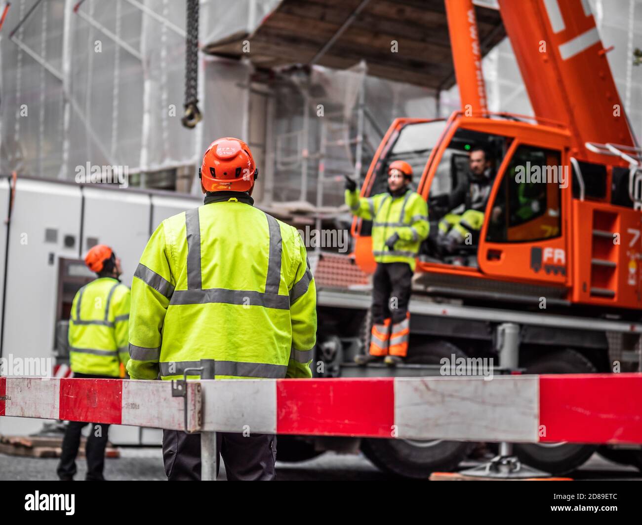 Lavoratori diretti in cantiere, Ginevra, Svizzera. Foto Stock