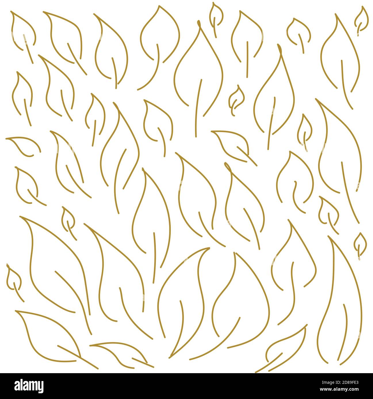 insieme di foglie lineari dorate del vettore isolate Illustrazione Vettoriale