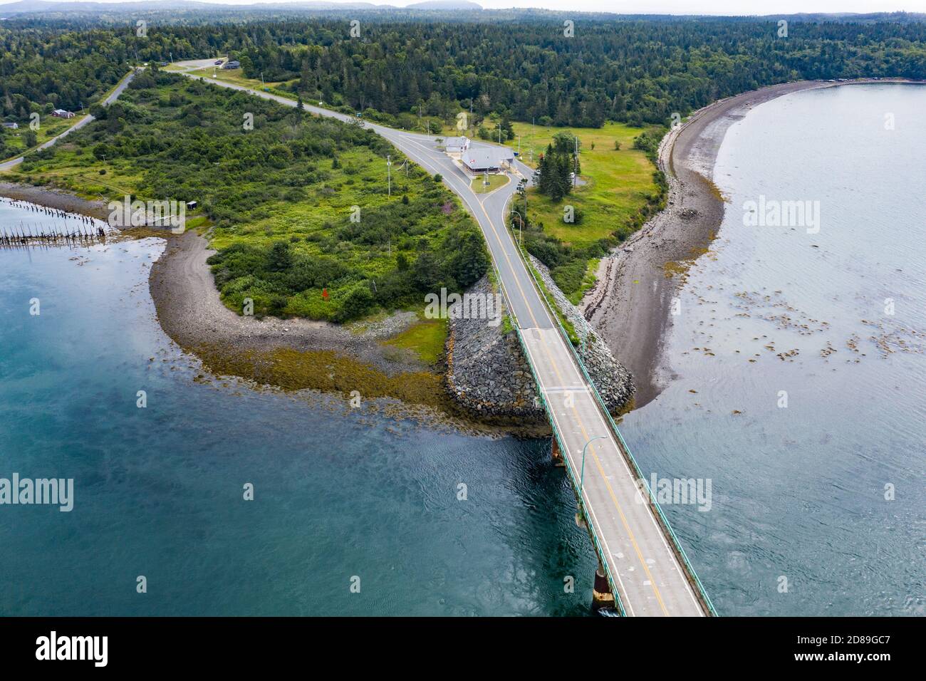 Canada Border Services Agency, Canada - USA Border Crossing durante COVID-19, Welshpool, New Brunswick, Canada Foto Stock