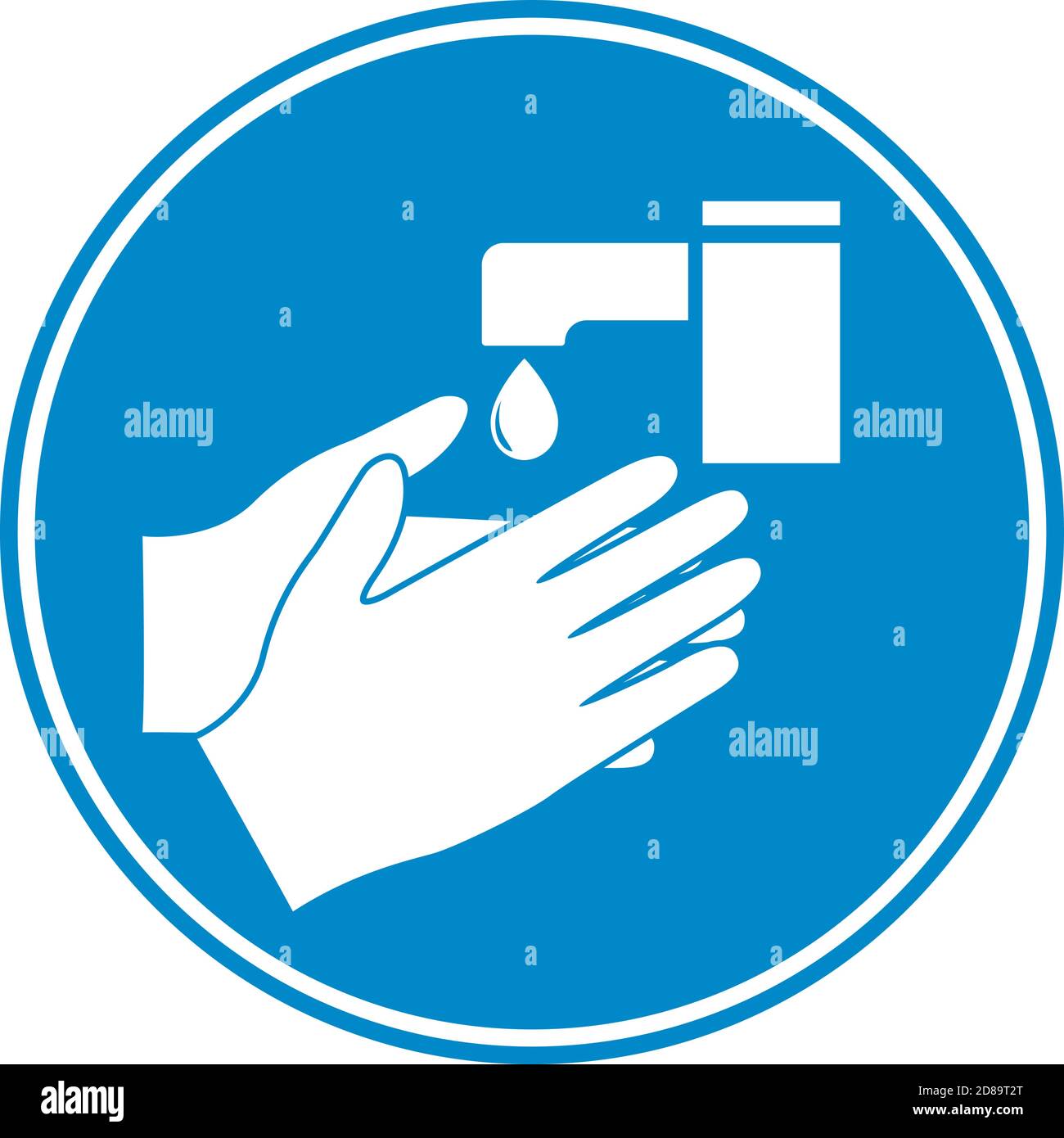 icona o simbolo del lavaggio a mano su sfondo blu, illustrazione vettoriale Illustrazione Vettoriale