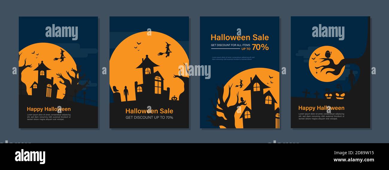 Felice festa di Halloween. Halloween Holiday event Cover Designs for Annual Report, Brochures, Flyers, Presentations, Leaflet, Magazine. Illustrazione Vettoriale