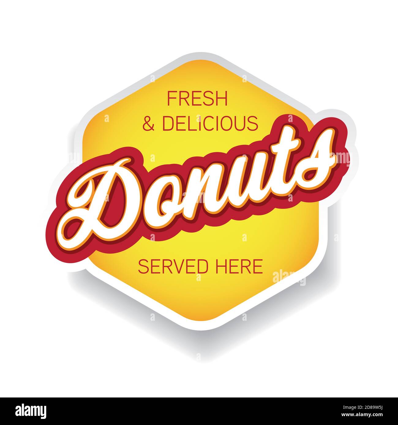 Etichetta rossa con il cartello Fresh Donuts Illustrazione Vettoriale