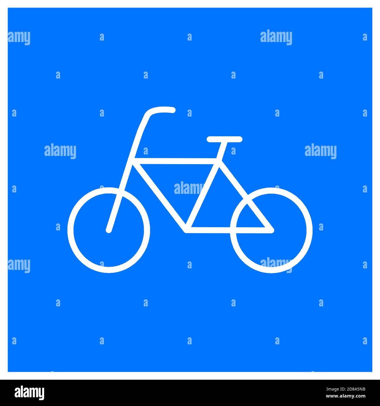 Bike su sfondo blu strada segno ciclista traccia. Illustrazione Vettoriale