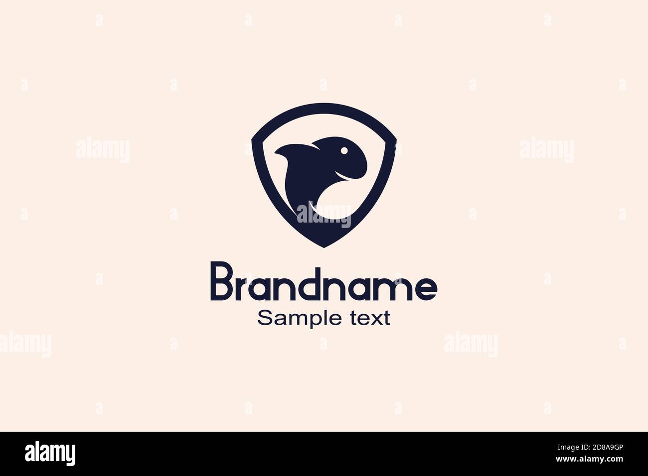 Design con logo FISH Shield, design minimalista semplice ed elegante con logo piatto. Illustrazione Vettoriale