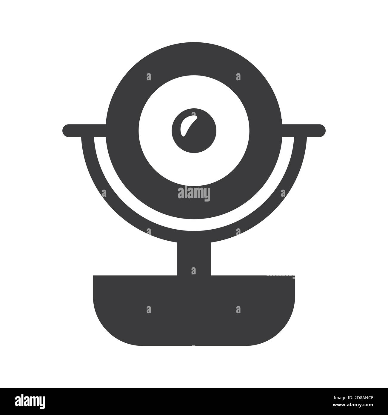 Modello icona vettore di segni della webcam. Design dell'icona della webcam isolata in nero digitale. Illustrazione Vettoriale