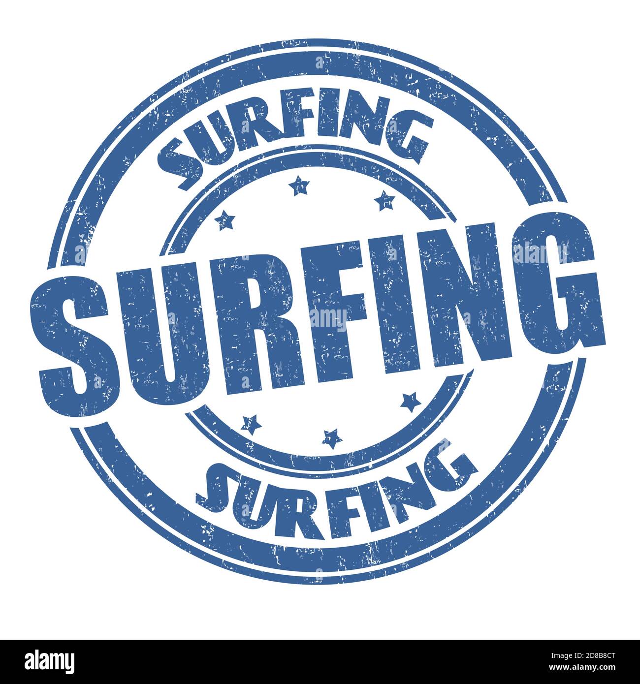 Surfing grunge timbro di gomma su sfondo bianco, illustrazione vettoriale Illustrazione Vettoriale