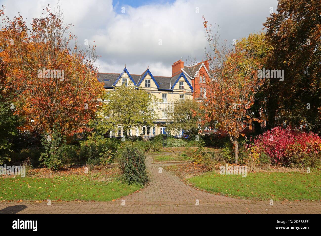 South Crescent da Temple Gardens, Llandrindod Wells, Radnorshire, Powys, Galles, Gran Bretagna, Regno Unito, Regno Unito, Europa Foto Stock