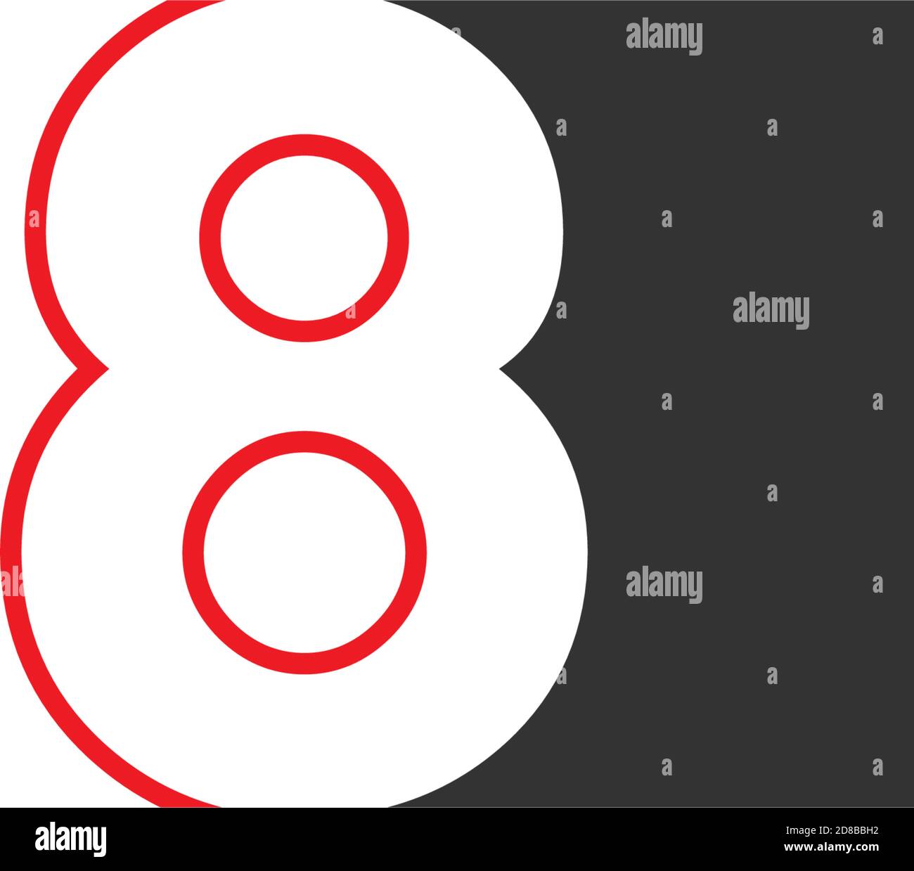 Numero 8 sul concetto di design quadrato Illustrazione Vettoriale