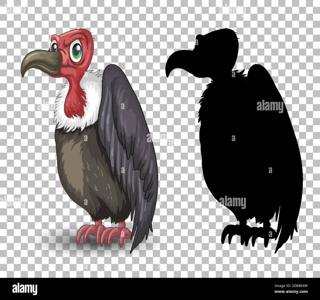 Personaggio cartoon Griffon Vulture con la sua illustrazione della silhouette Illustrazione Vettoriale