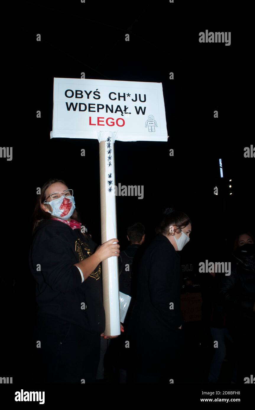 Sciopero nazionale delle donne in Polonia dopo un divieto quasi totale di aborto Foto Stock
