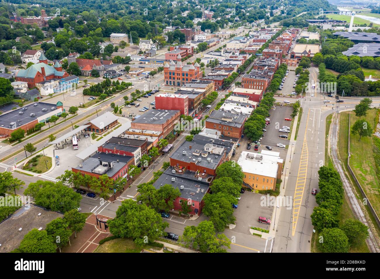 Gaffer District, Market Street, centro di Corning, NY, Stati Uniti Foto Stock