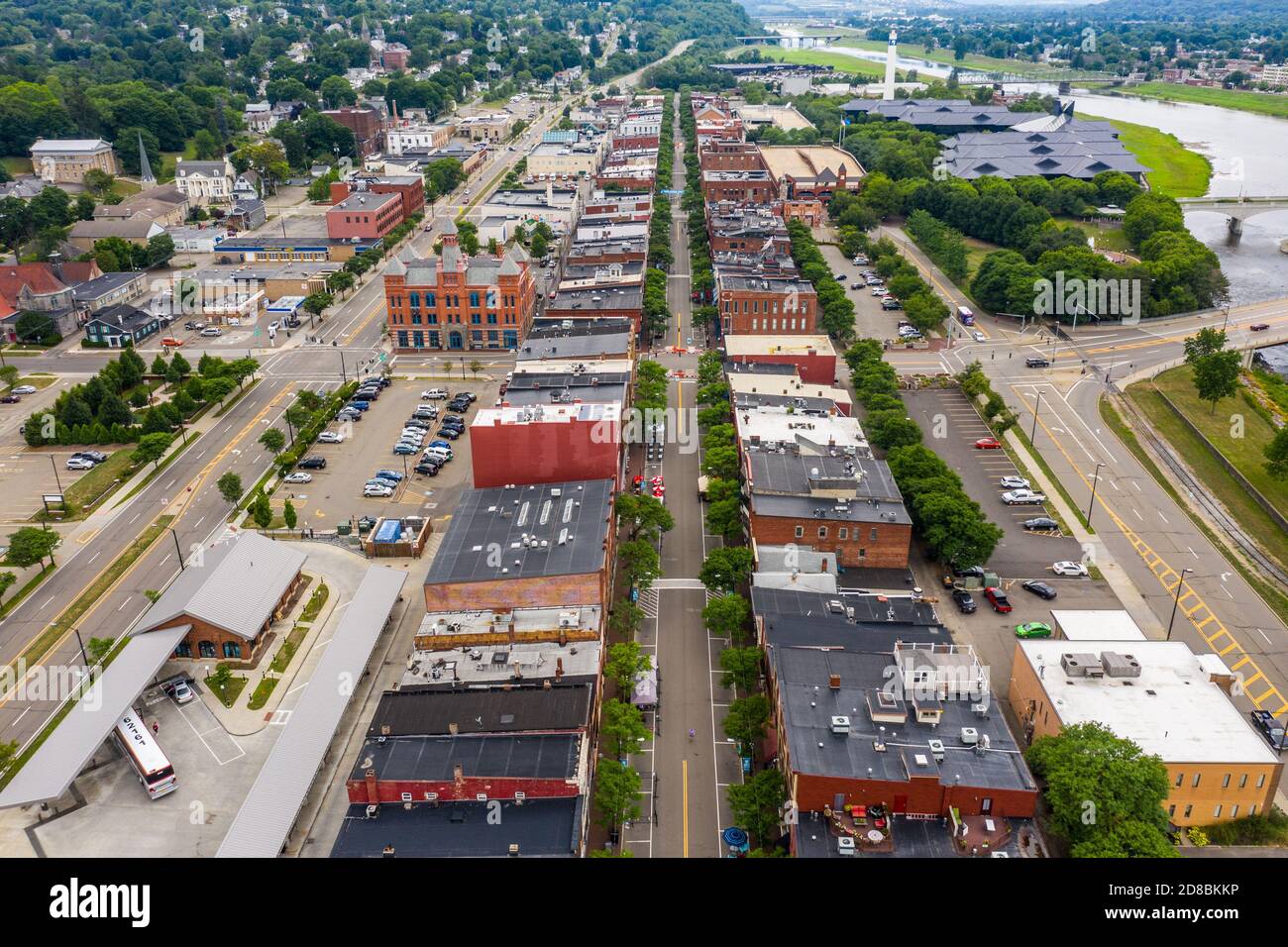 Gaffer District, Market Street, centro di Corning, NY, Stati Uniti Foto Stock