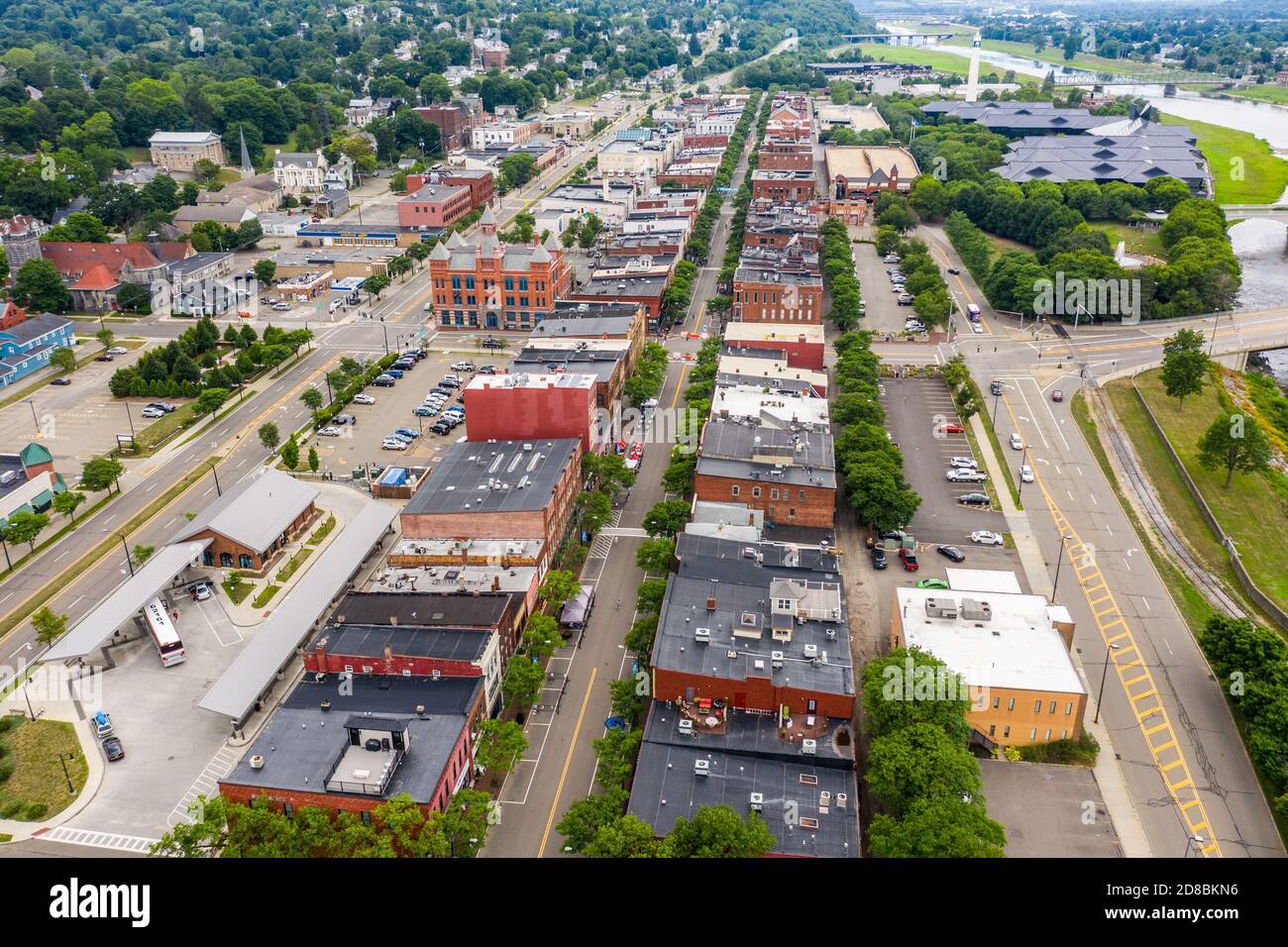 Gaffer District, Market Street, centro di Corning, NY, Stati Uniti Foto Stock