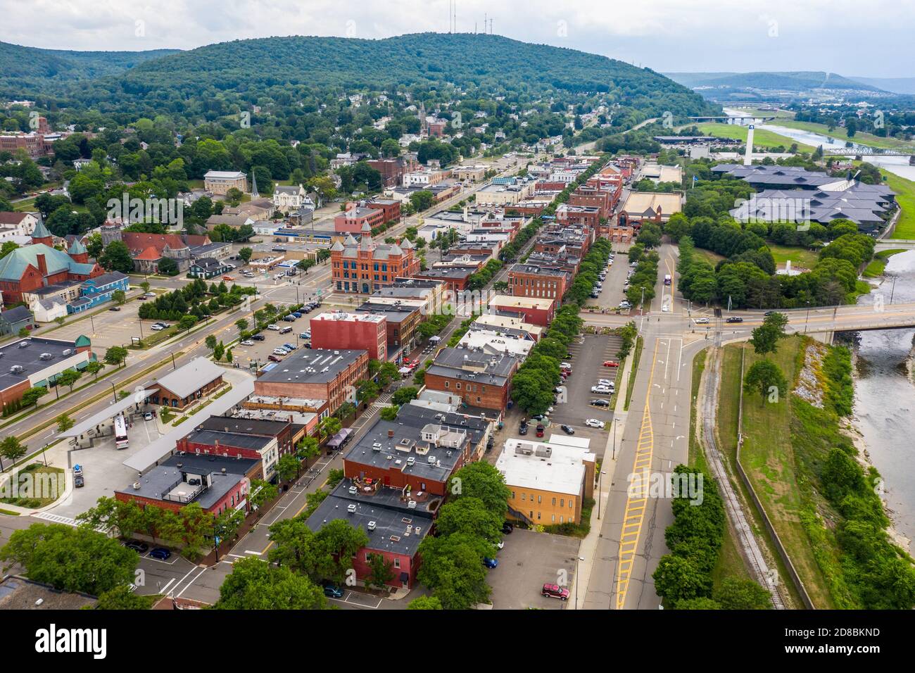 Gaffer District, Market Street, centro di Corning, NY, Stati Uniti Foto Stock