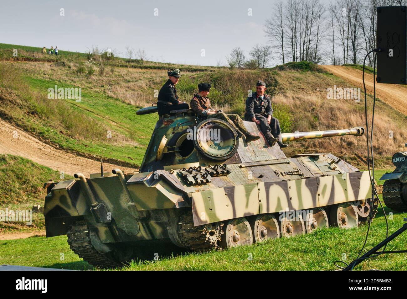 Glogow, Polonia 7 aprile 2019 - ricostruzione della battaglia di La seconda guerra mondiale, allestimento del 74a anniversario del Lotta per Glogow dal 1945 Foto Stock
