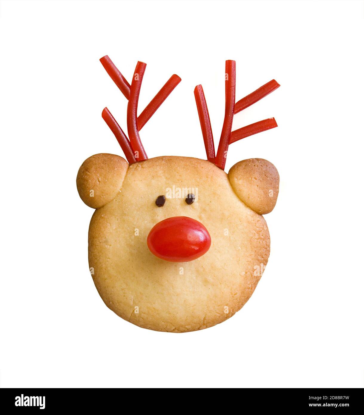 Biscotto rosso di Natale renna annodata Foto Stock