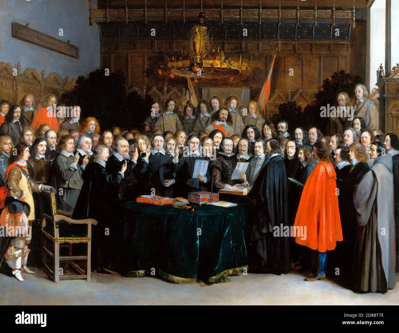 La ratifica del trattato di Münster, del 15 maggio 1648, da parte di Gerard ter Borch Foto Stock