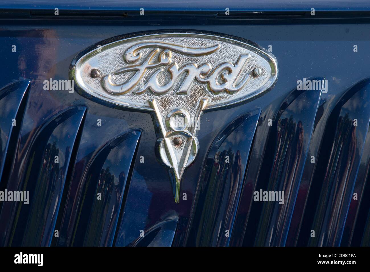 Durante una custom hot rod & antique car show questo veicolo è stato uno dei molti sul display che le persone erano in grado di vedere e chiedere dei proprietari delle domande. Foto Stock