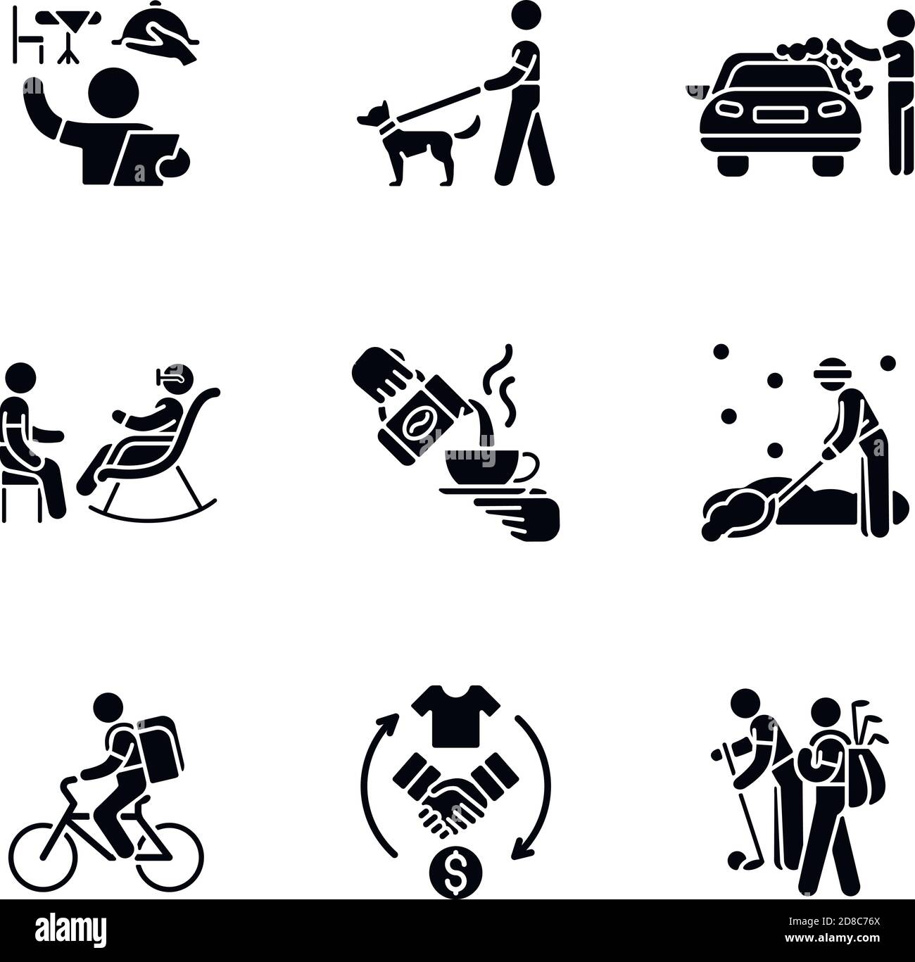 Opportunità di lavoro glifo nero icone impostato su spazio bianco Illustrazione Vettoriale