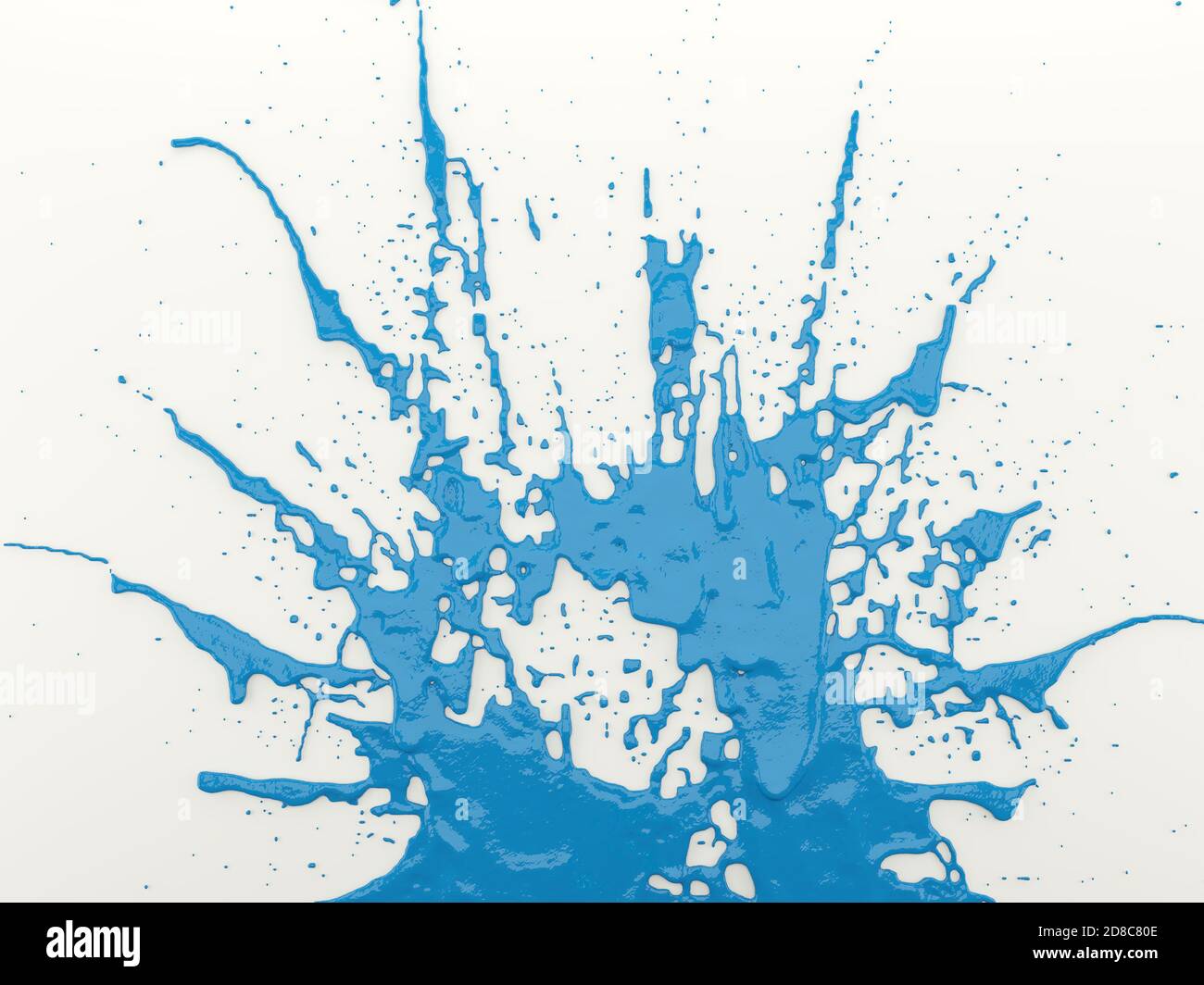 Spray di vernice blu sulla parete beige. rendering 3d Foto Stock