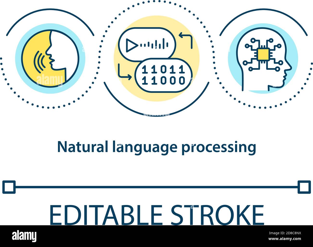 Icona del concetto di elaborazione del linguaggio naturale Illustrazione Vettoriale