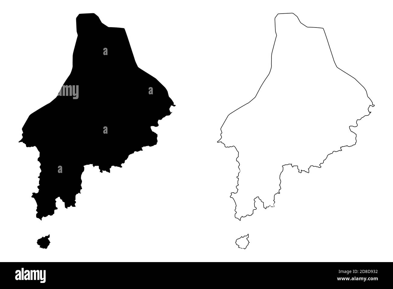 Caute Distretto (Repubblica Democratica di Sao Tomé e Principe, San Tommaso e Principe) mappa vettoriale illustrazione, scrimble schizzo Caute mappa Illustrazione Vettoriale