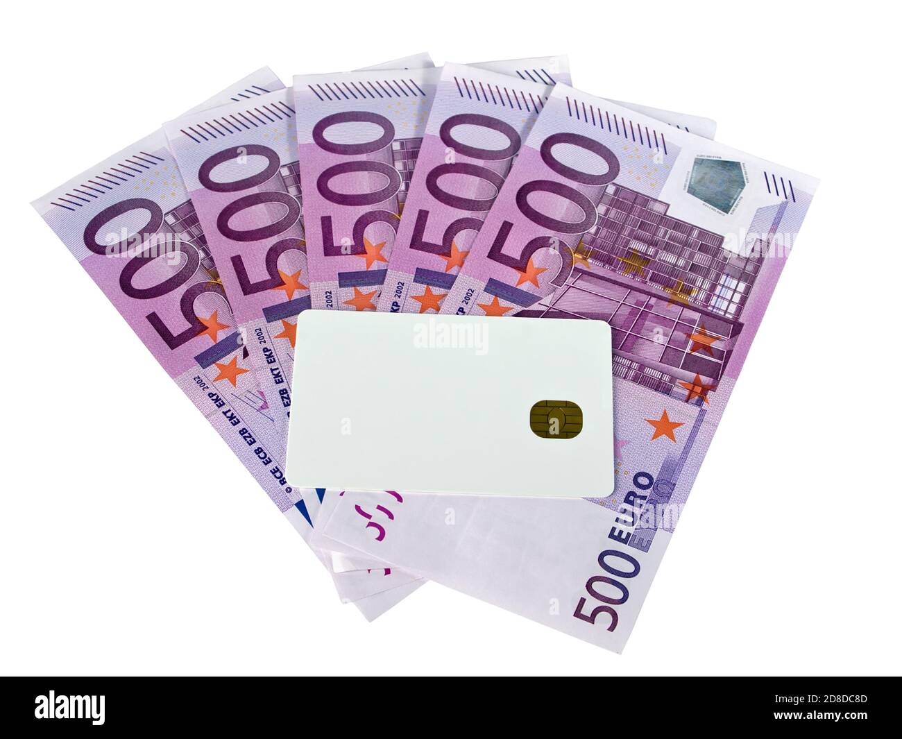 Carta di credito vuota e banconote in euro isolate su sfondo bianco,  concetto di servizio con carta di pagamento Foto stock - Alamy