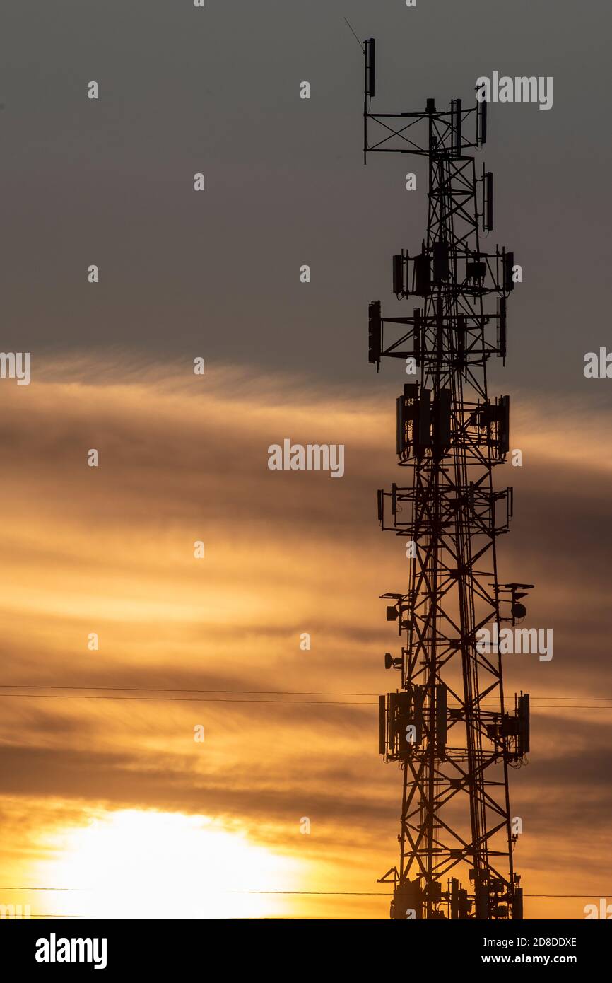 Torre di telefoni cellulari a Kingston, Ontario il Sabato, 18 aprile 2020. Foto Stock