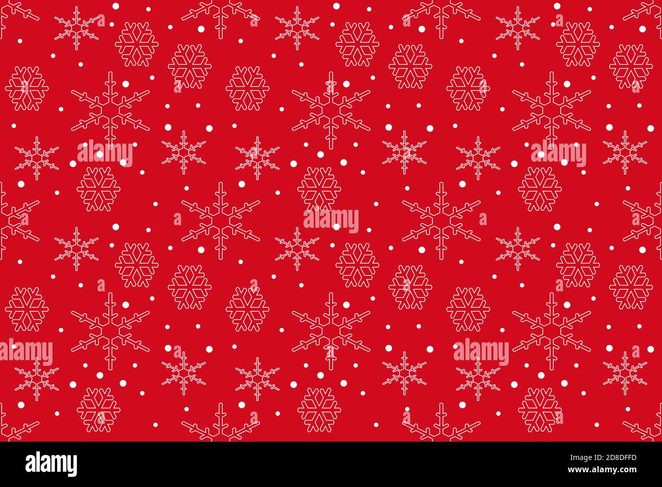 Un'illustrazione senza giunture di sfondo di Natale di fiocchi di neve bianchi contro un sfondo rosso Foto Stock