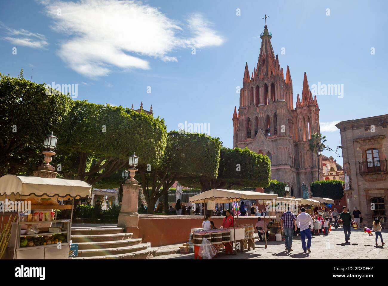 Antica cattedrale di arenaria a San Miguel de Allende, Messico Foto Stock