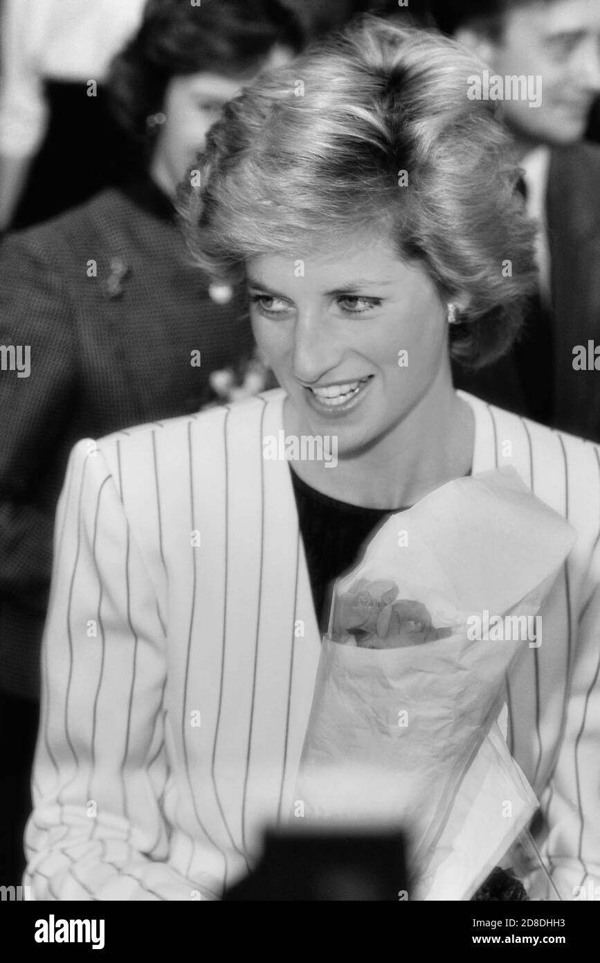 HRH, Diana, Principessa del Galles. Visita il London Lighthouse Center for AIDS Patients, Londra, Inghilterra. 5 ottobre 1989 Foto Stock