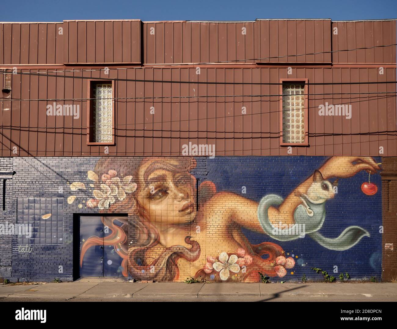 Murale dipinto vicino al mercato orientale di Detroit con un tema fantasy Foto Stock