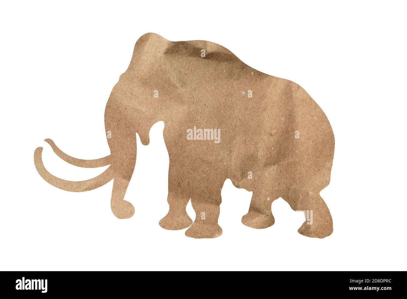 silhouette di un elefante da carta da imballaggio isolato su bianco sfondo Foto Stock