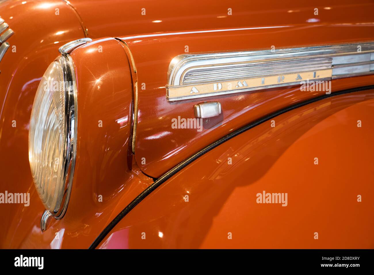 Logotipo dell'Opel Admiral, produttore tedesco di automobili Opel, 1938, PS.SPEICHER Museum, Einbeck, bassa Sassonia, Germania, Europa Foto Stock