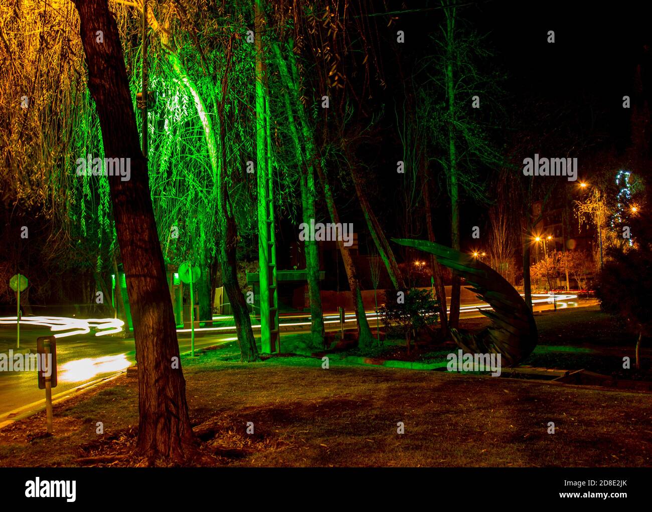 traccia di luce dell'auto di notte Foto Stock